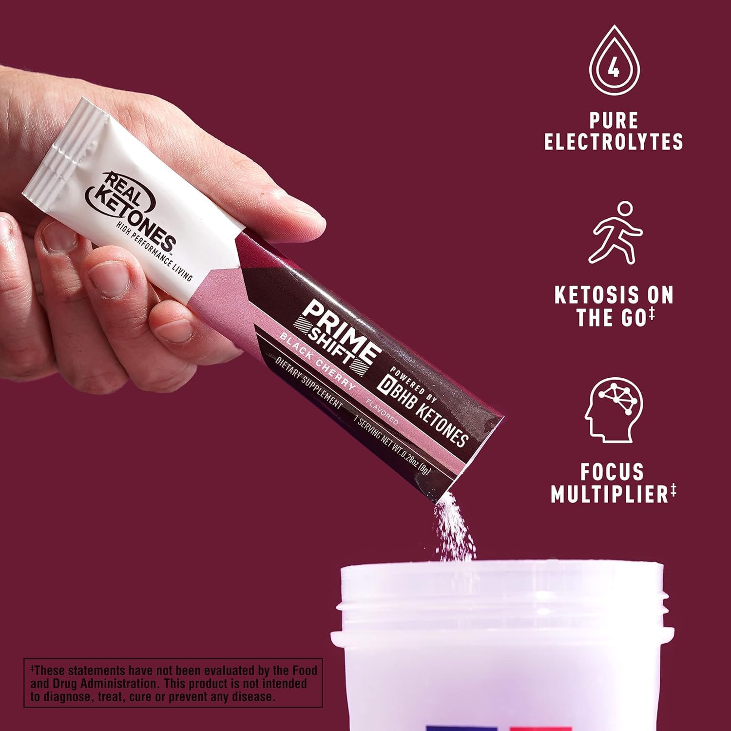 Real Ketones D-BHB keto powder with electrolytes for steady focus.