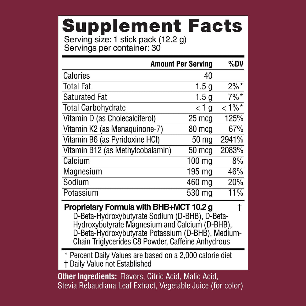Portable Real Ketones hydration with mixed berry flavor in water.