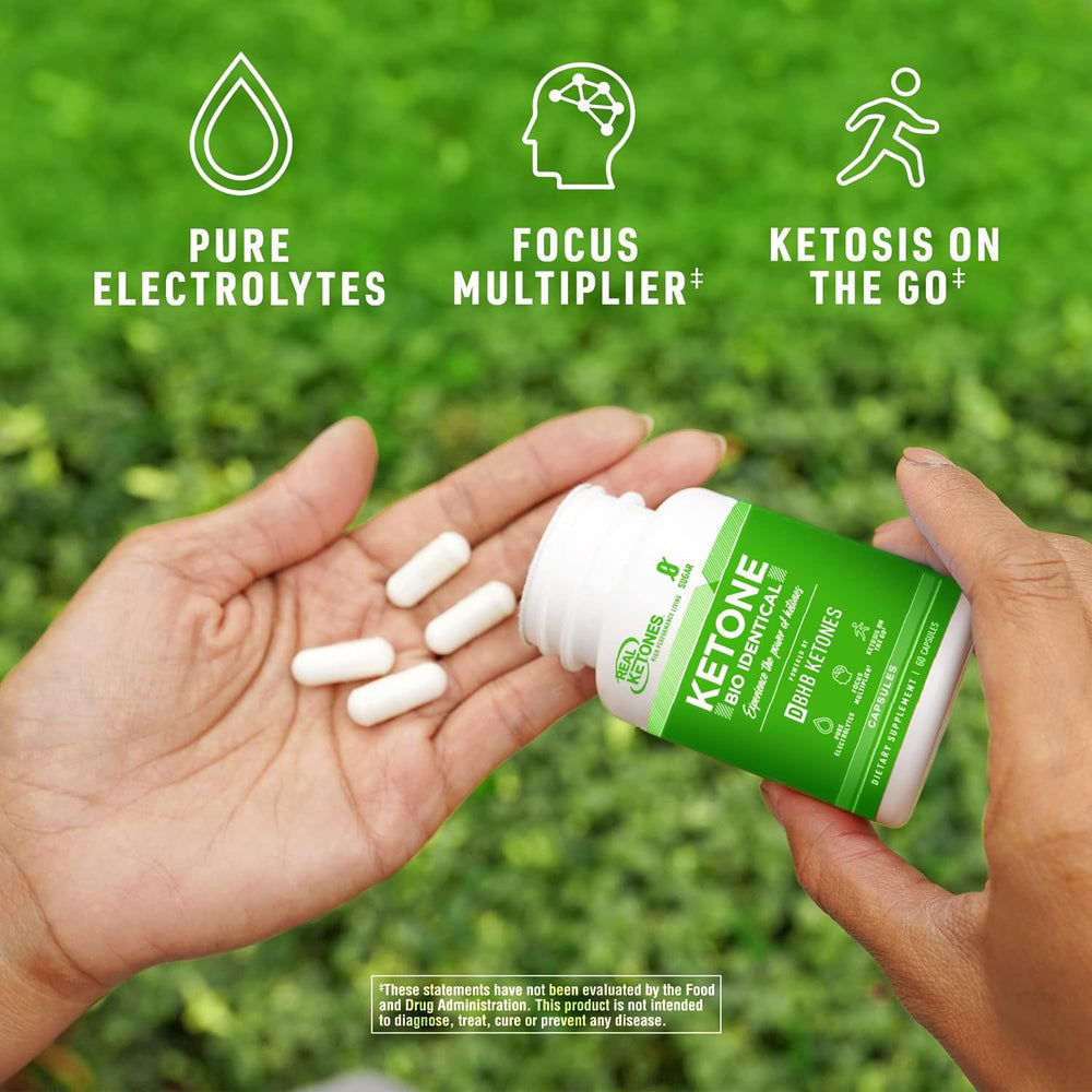 Real Ketones Keto BHB salts capsules dispense for easy daily dosing