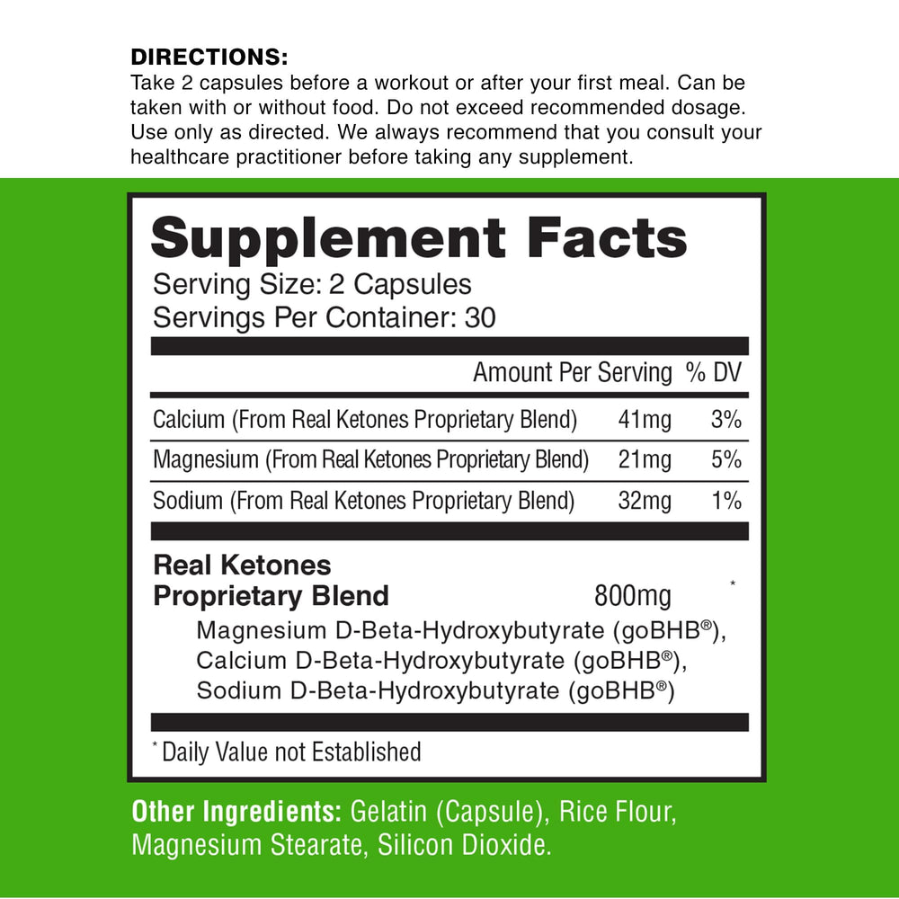 Real Ketones Keto BHB salts capsules with glass of water for quick hydration