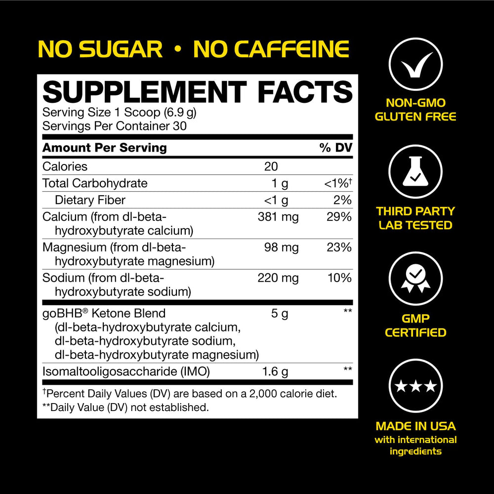 Real Ketones neutral flavor tub demonstrates easy, non-stim energy for daily training