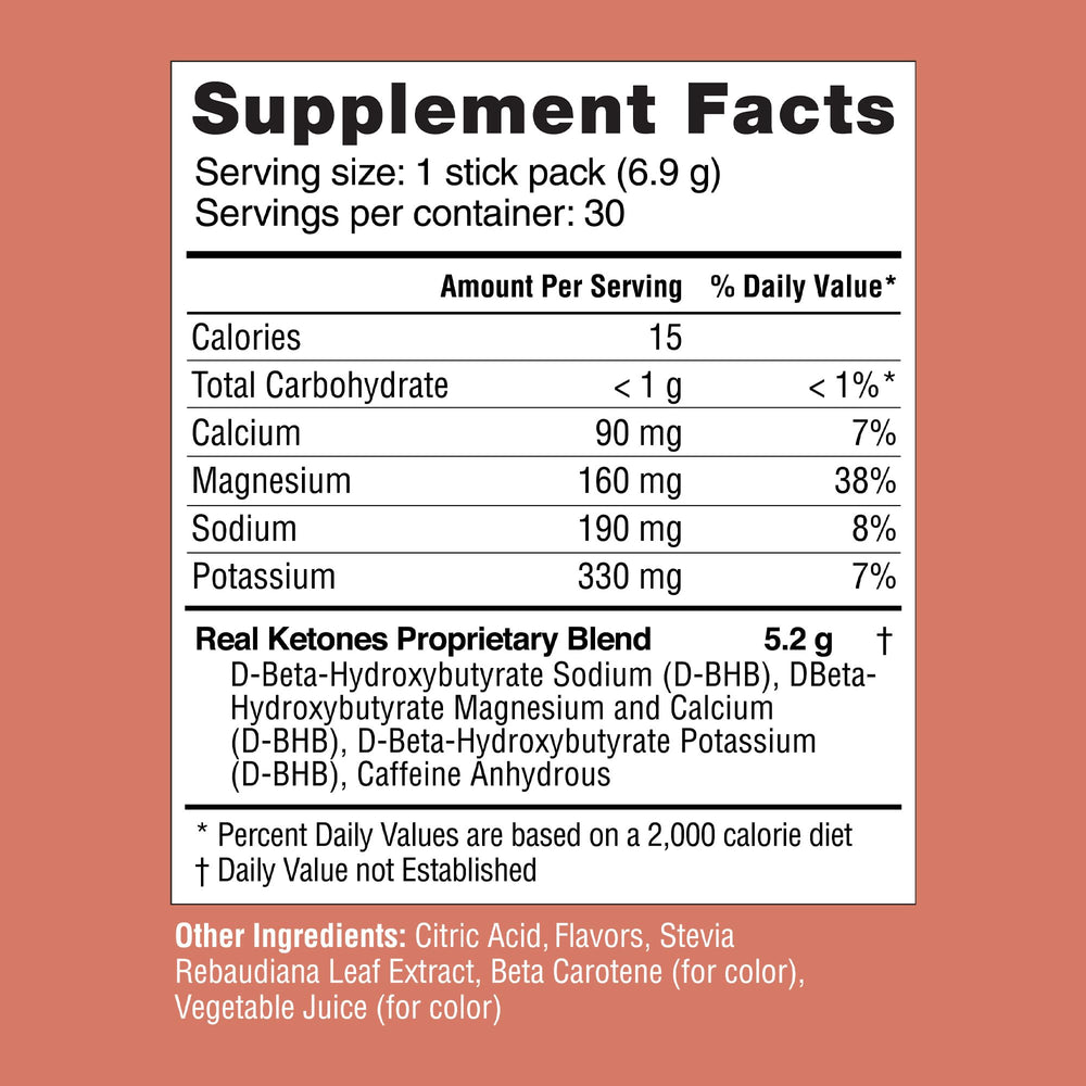 Real Ketones product packaging featuring keto-friendly labeling.
