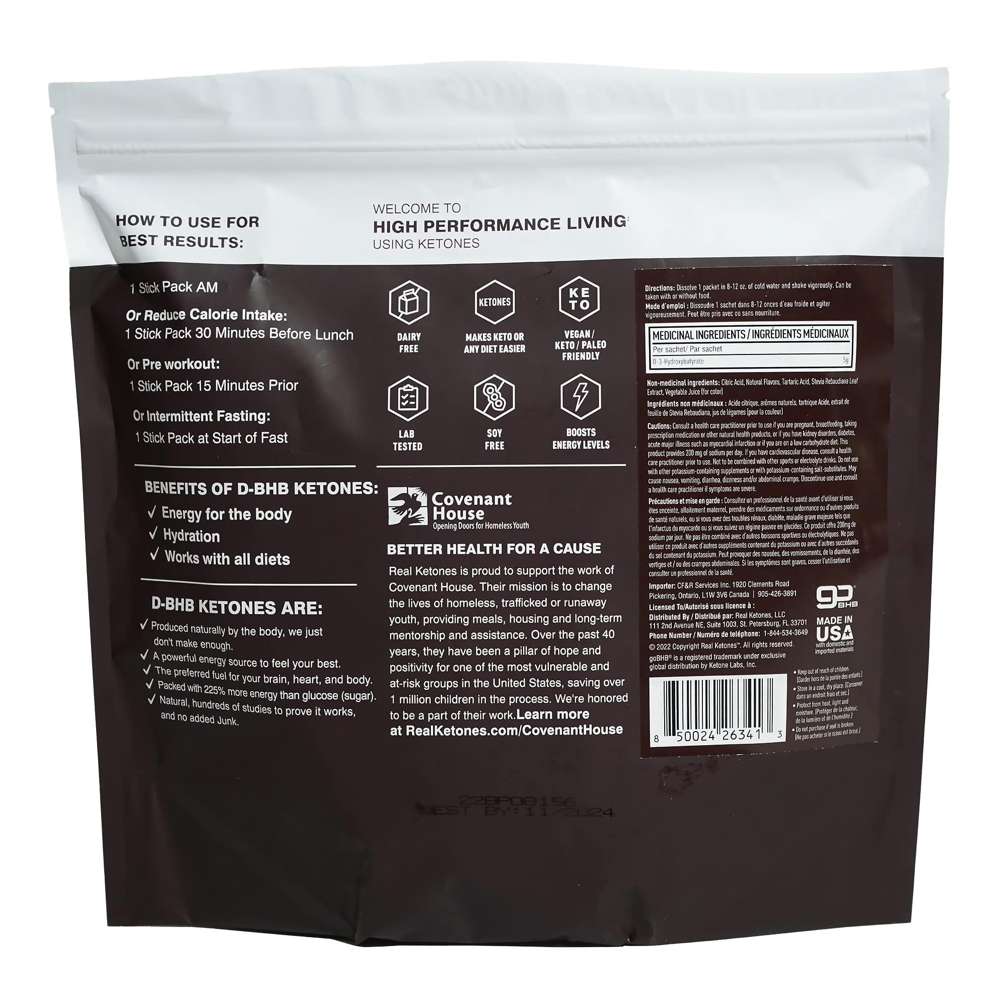 Real Ketones 30-count packaging shown for on-the-go hydration.