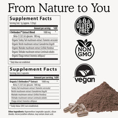 Real Mushrooms 5 Defenders capsules closeup highlighting vegan, grain-free form