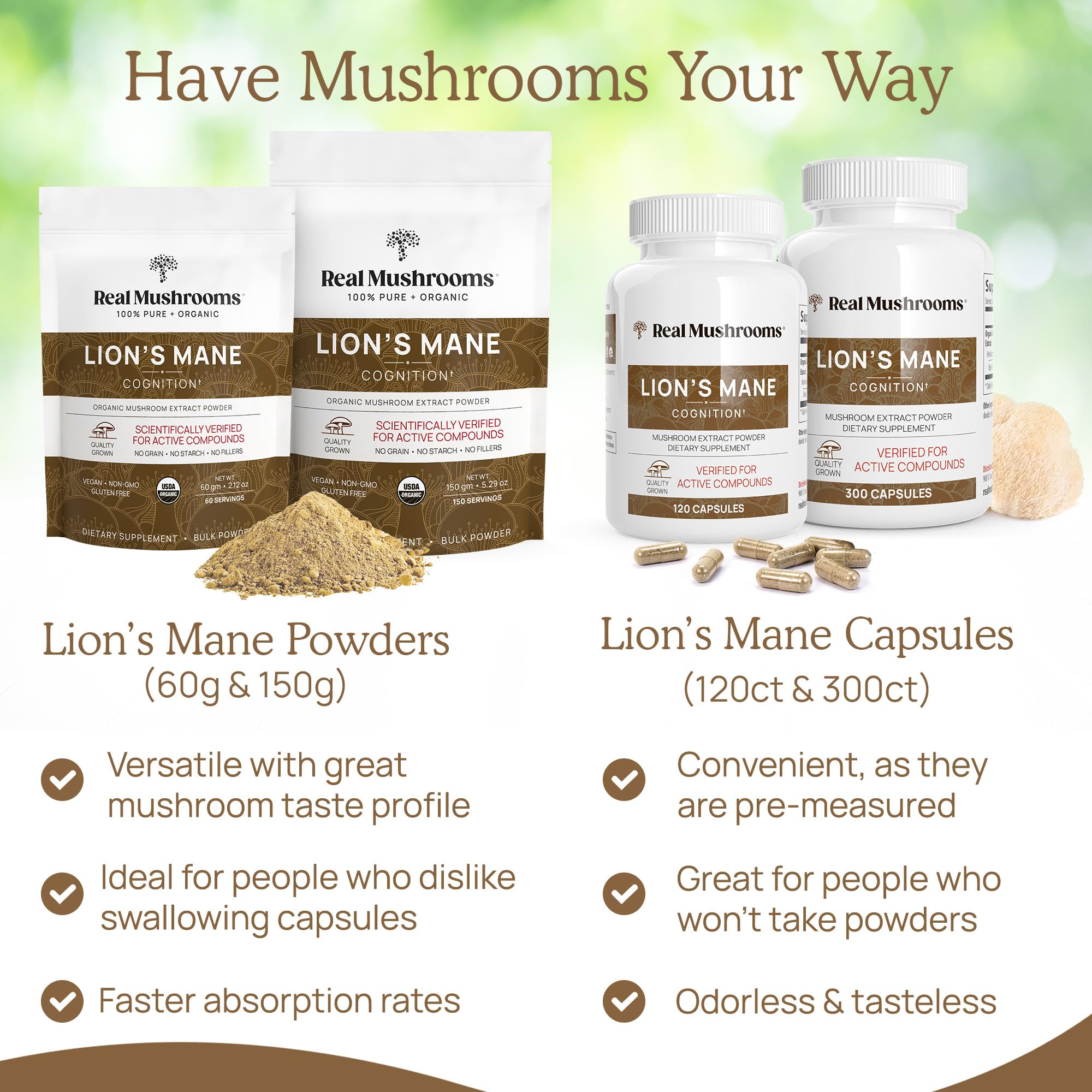 Mix-ready Lion's Mane capsules beside a beverage for convenient use