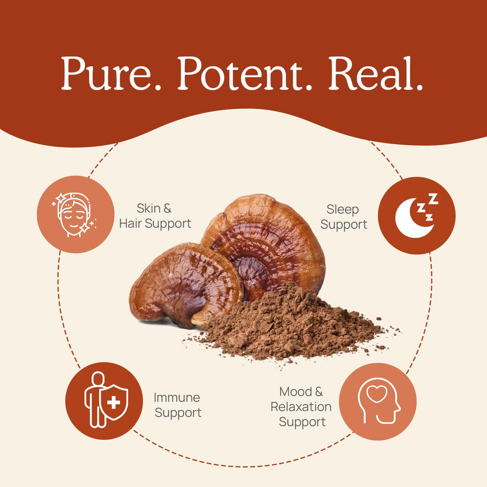 US-made Real Mushrooms Reishi with USDA Organic seal.