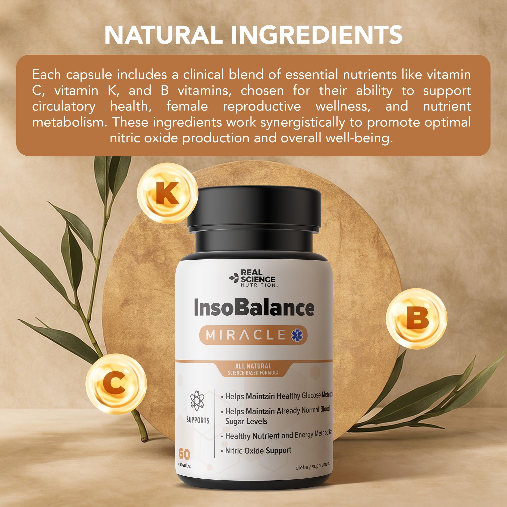 Real Science Nutrition InsoBalance Miracle hero shot emphasizing hormonal rhythm support.