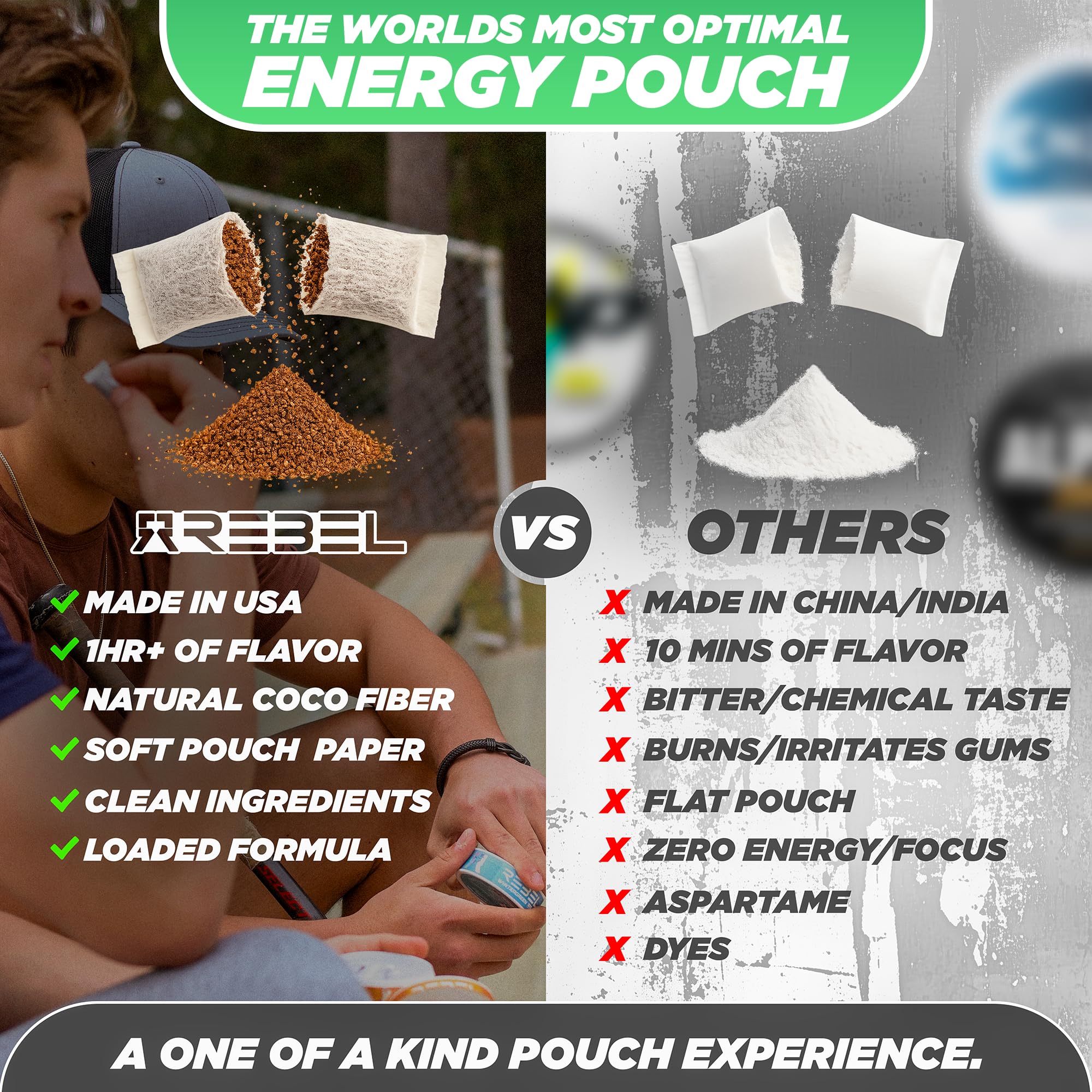 Rebel Supplements coconut fiber technology demonstrates smooth texture and controlled release