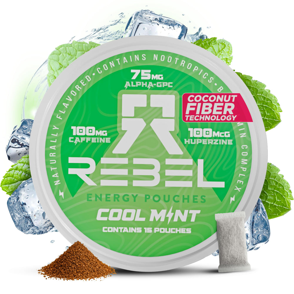 Rebel Supplements Nootropic Energy Cool Mint can with sustained caffeine release for steady focus