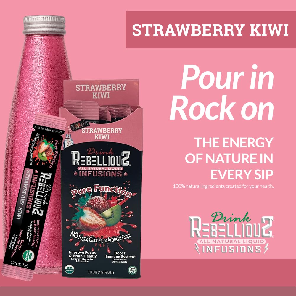 Rebellious Strawberry Kiwi prepared drink in glass highlighting refreshing flavor.