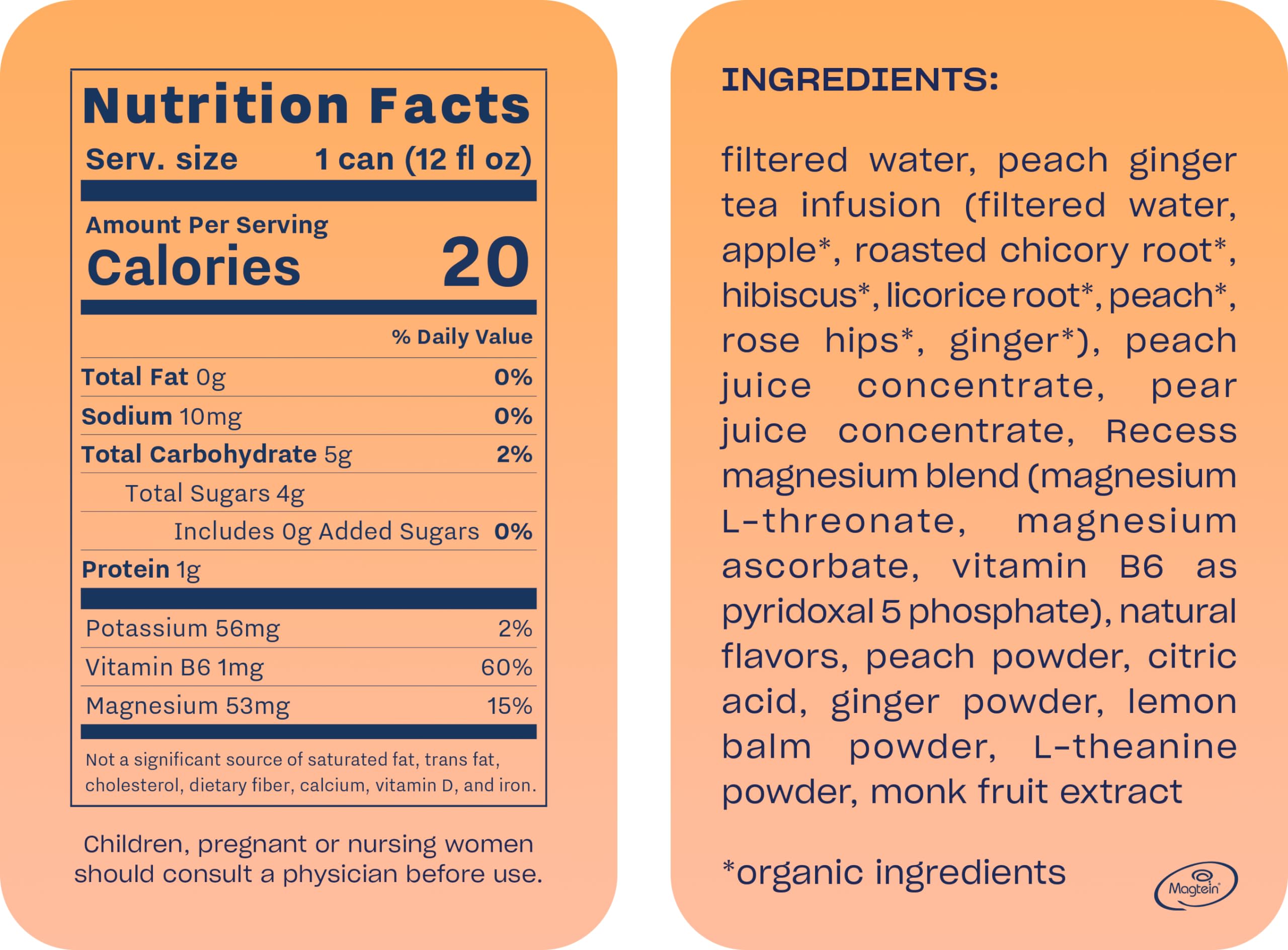 Recess Mood peach-ginger can closeup highlighting sparkling beverage