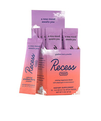 Recess Mood Powder bottle pour for easy calm addition to beverages.