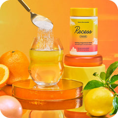 Recess Mood Powder tub gradient berry flavor, a relaxing drink option.