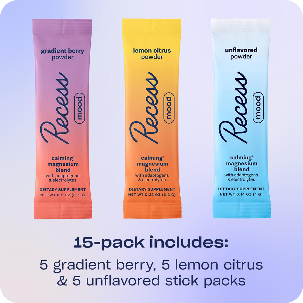 Assorted Recess Mood flavors displayed for variety in your beverage routine