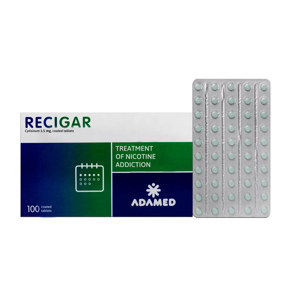 Recigar tablets close-up highlighting cytisine content and compact design