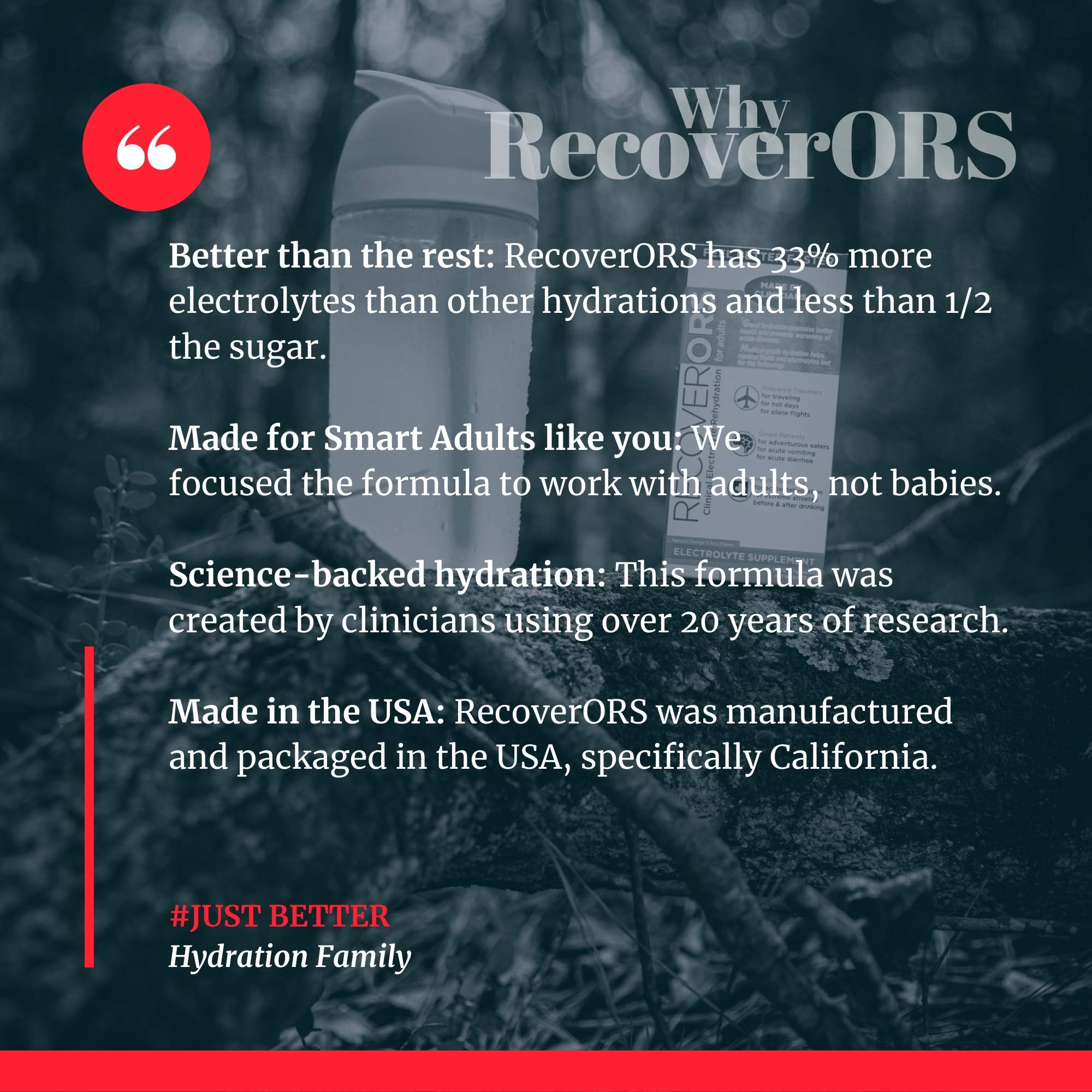 RecoverORS caffeine-free hydration without jitters