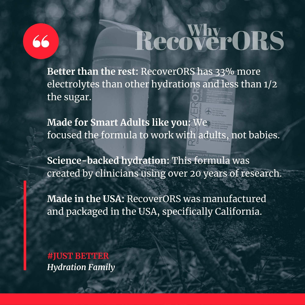 RecoverORS caffeine-free hydration without jitters