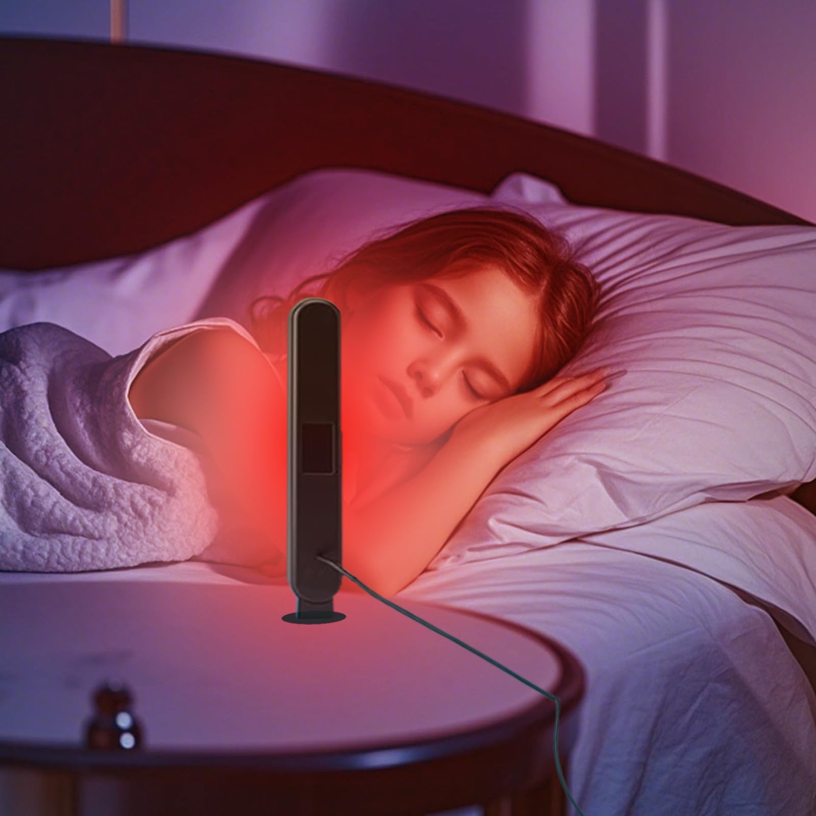 Red Light Bar on bedside table showcasing relaxation-focused lighting