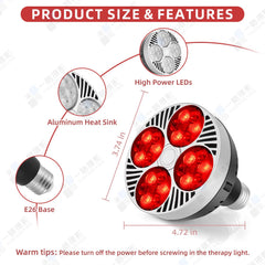 Red Light Lamp back view highlights standard E26 socket for easy installation.