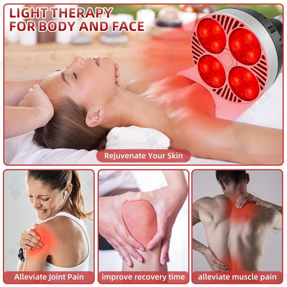 Red Light Lamp in use on face for gentle relaxation and recovery.