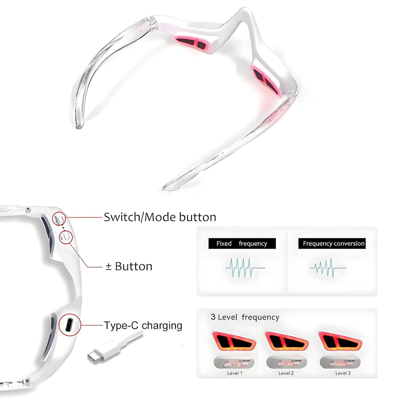 Red light therapy glasses daily use scene; convenient self-care for eye area
