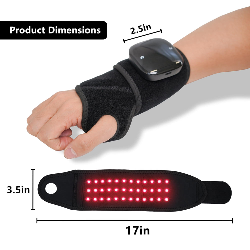 Red Light Therapy Wristband control panel highlights intuitive touch screen use.