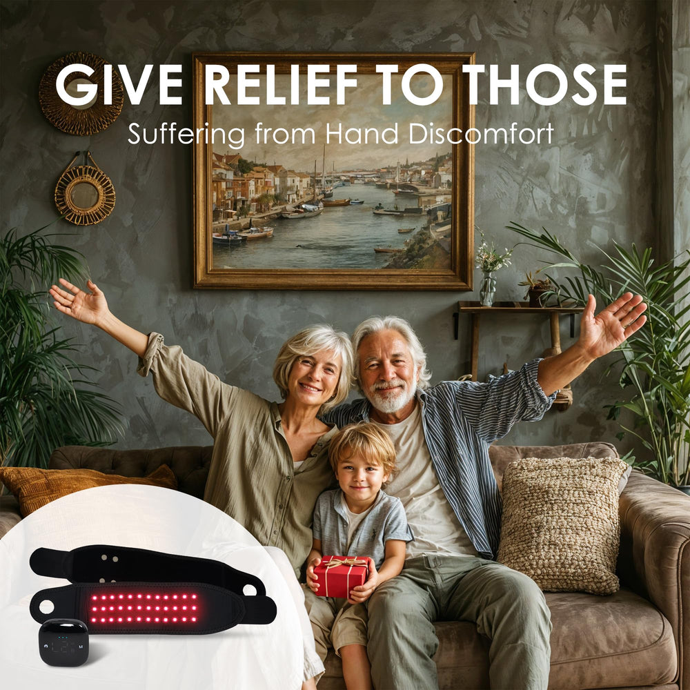 Red Light Therapy Wristband packaging includes accessories and manual.