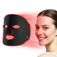 Red Mitochondria red-light mask on full face for at-home skincare convenience