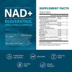 Redberry NAD capsules closeup highlighting direct NAD+ for vitality.