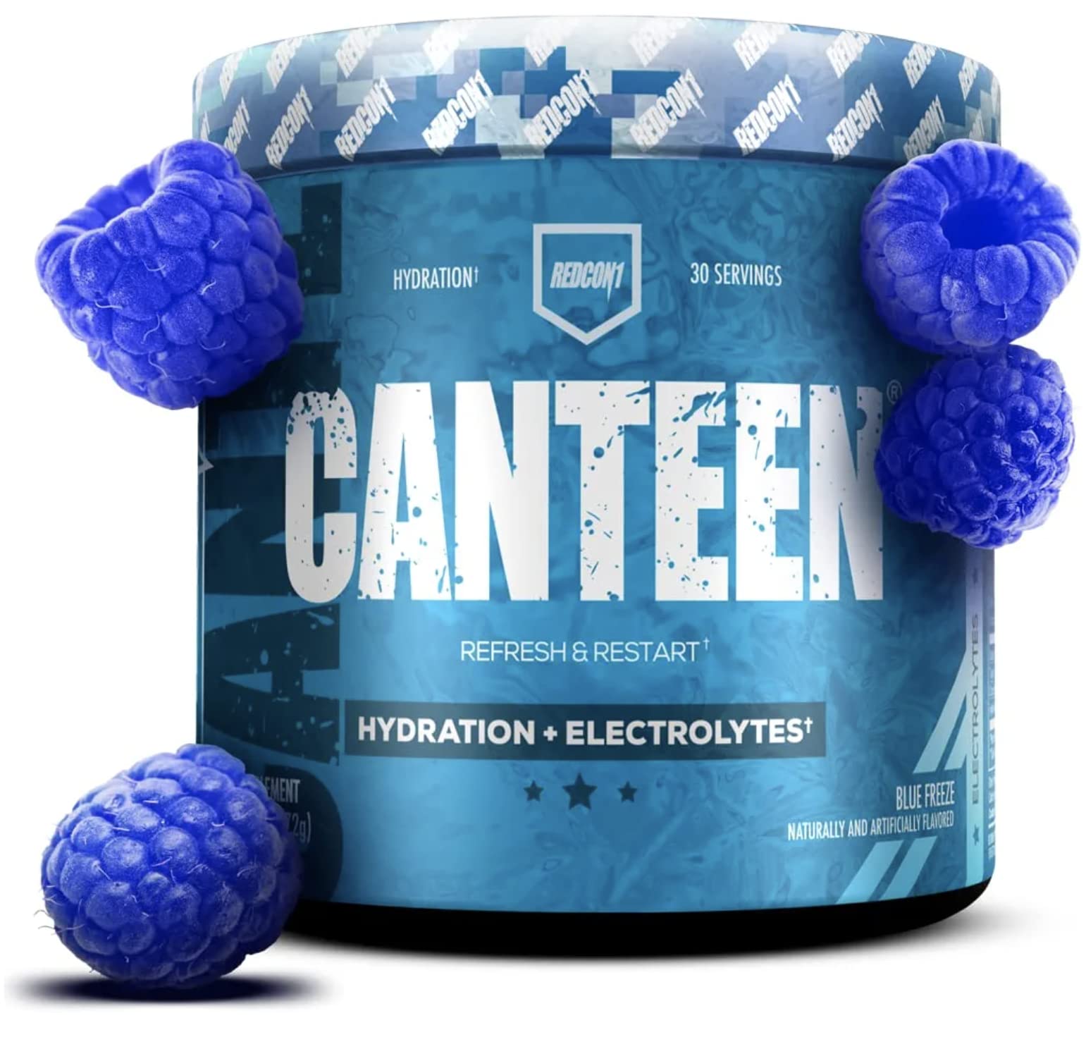 REDCON1 Canteen Blue Freeze tub for electrolyte hydration during workouts