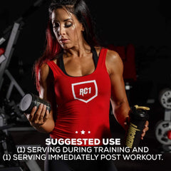 Serving scoop beside a glass illustrating convenient post-workout amino acid support