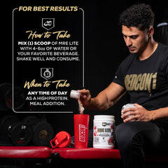 Redcon1 MRE Lite shake in a glass for a low-carb moment.