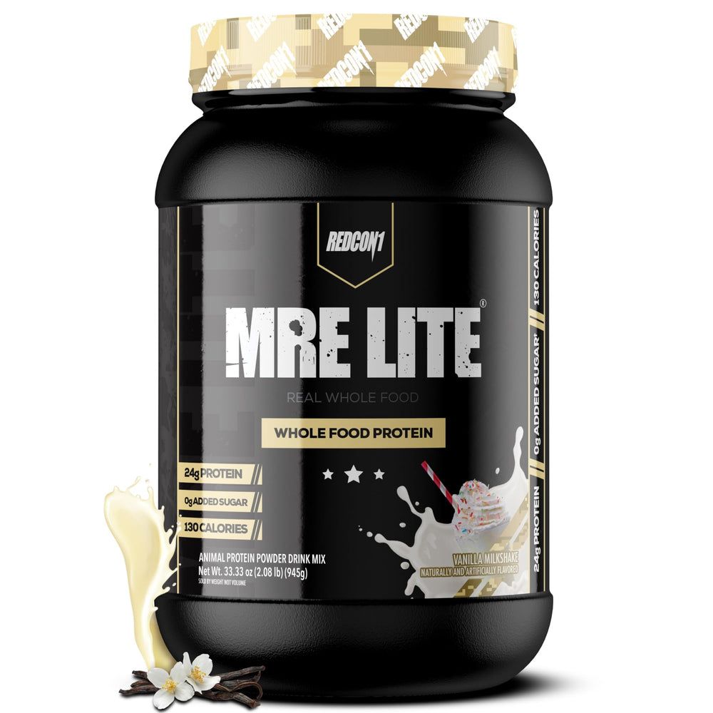 REDCON1 MRE Lite vanilla milkshake bottle for low-carb meal replacement