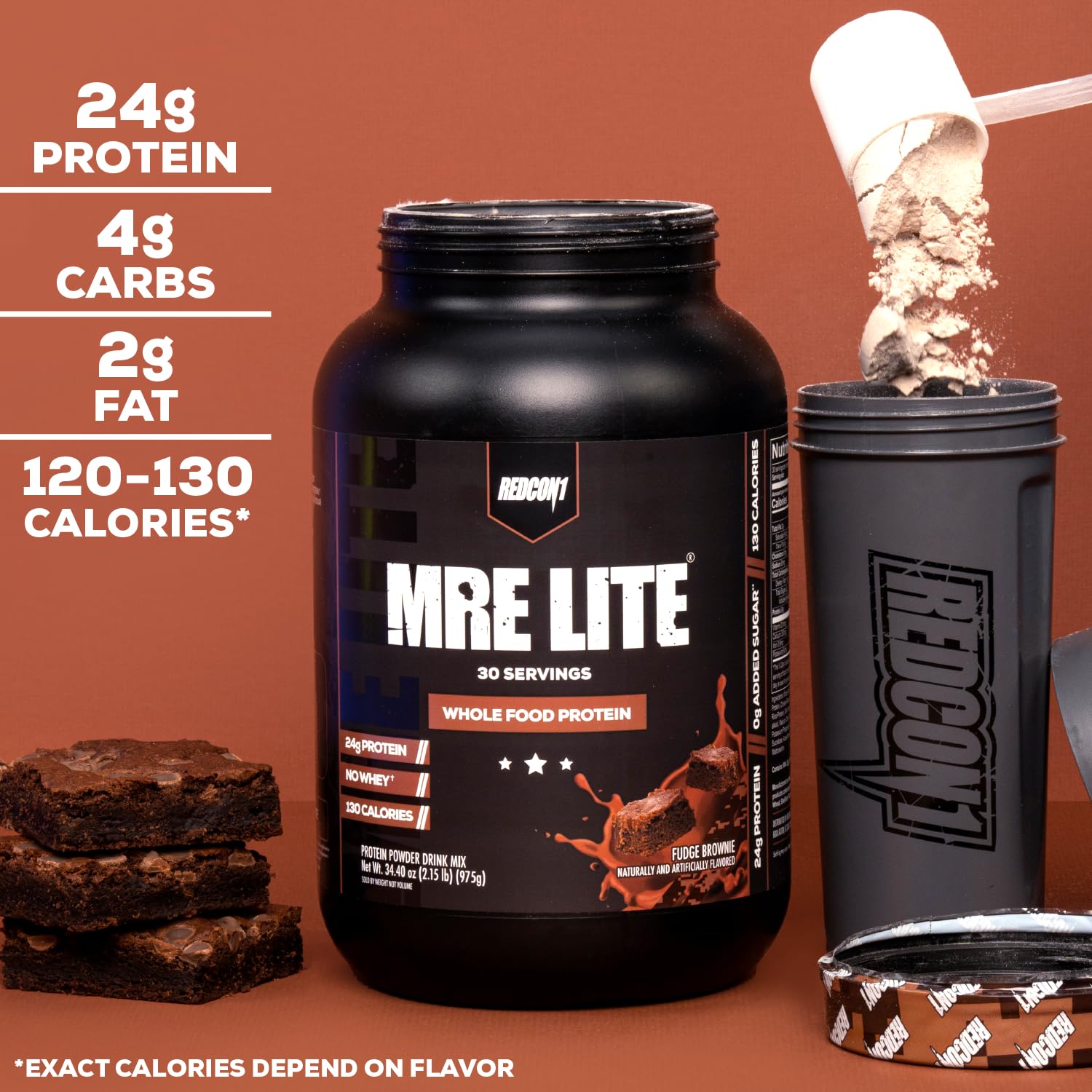 Glass with vanilla MRE Lite shake showing smooth texture and flavor