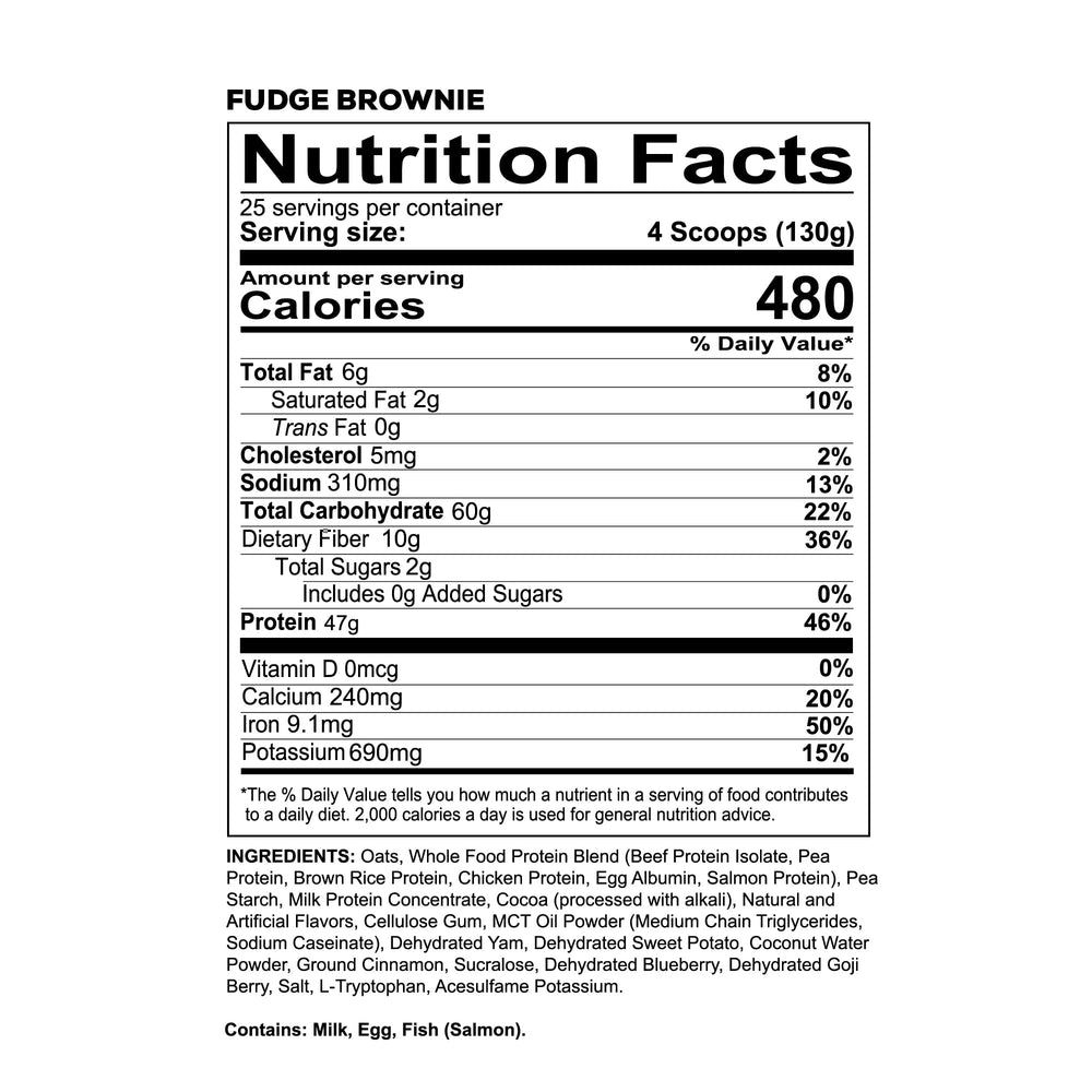 REDCON1 MRE Lite whole-food protein blend ingredients—natural protein sources.
