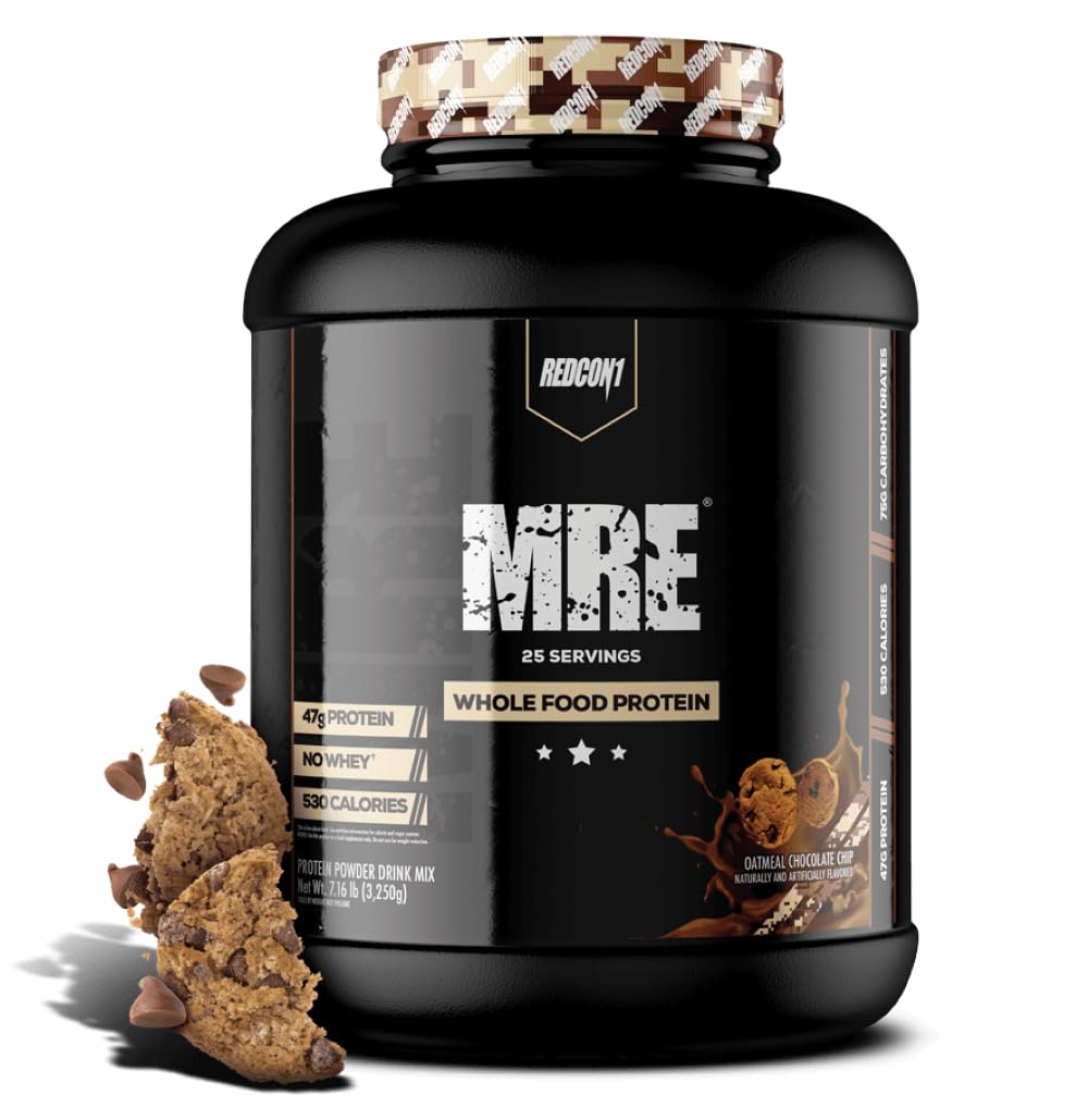 REDCON1 MRE Protein Powder bottle in Oatmeal Chocolate Chip for a convenient meal replacement