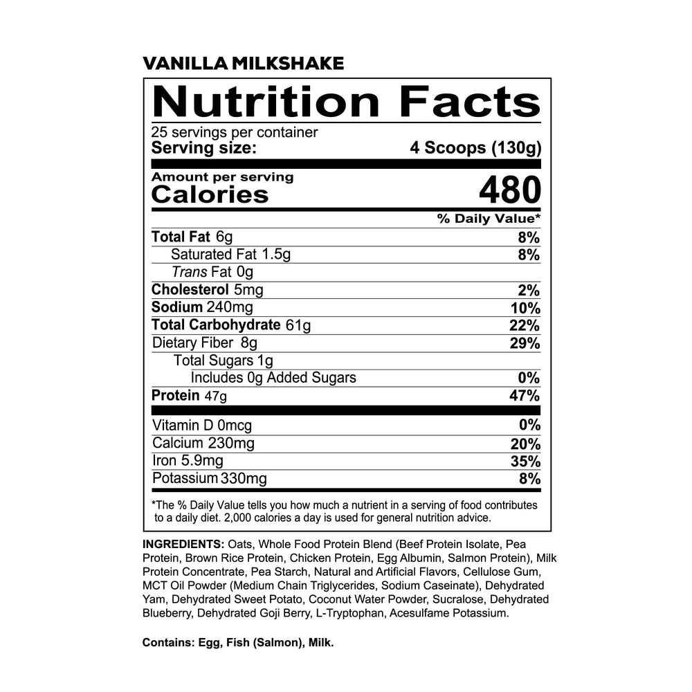 REDCON1 MRE vanilla shake on the kitchen counter suggests easy everyday nutrition.