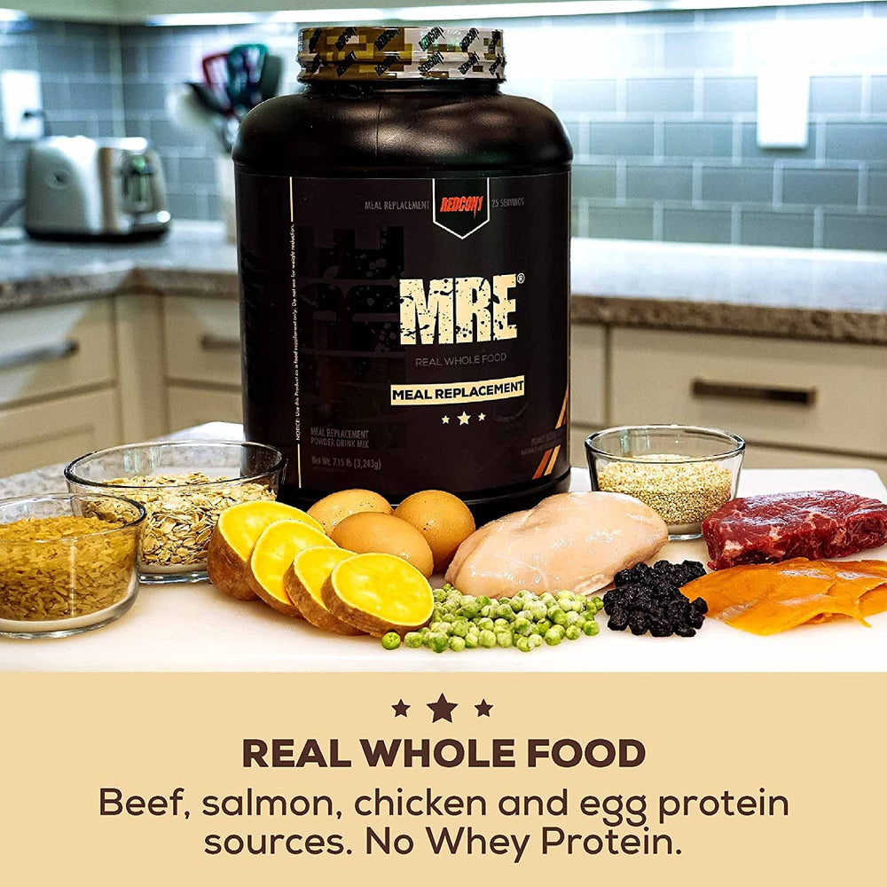 REDCON1 MRE Protein scoop and serving idea for a satisfying meal replacement at home or gym