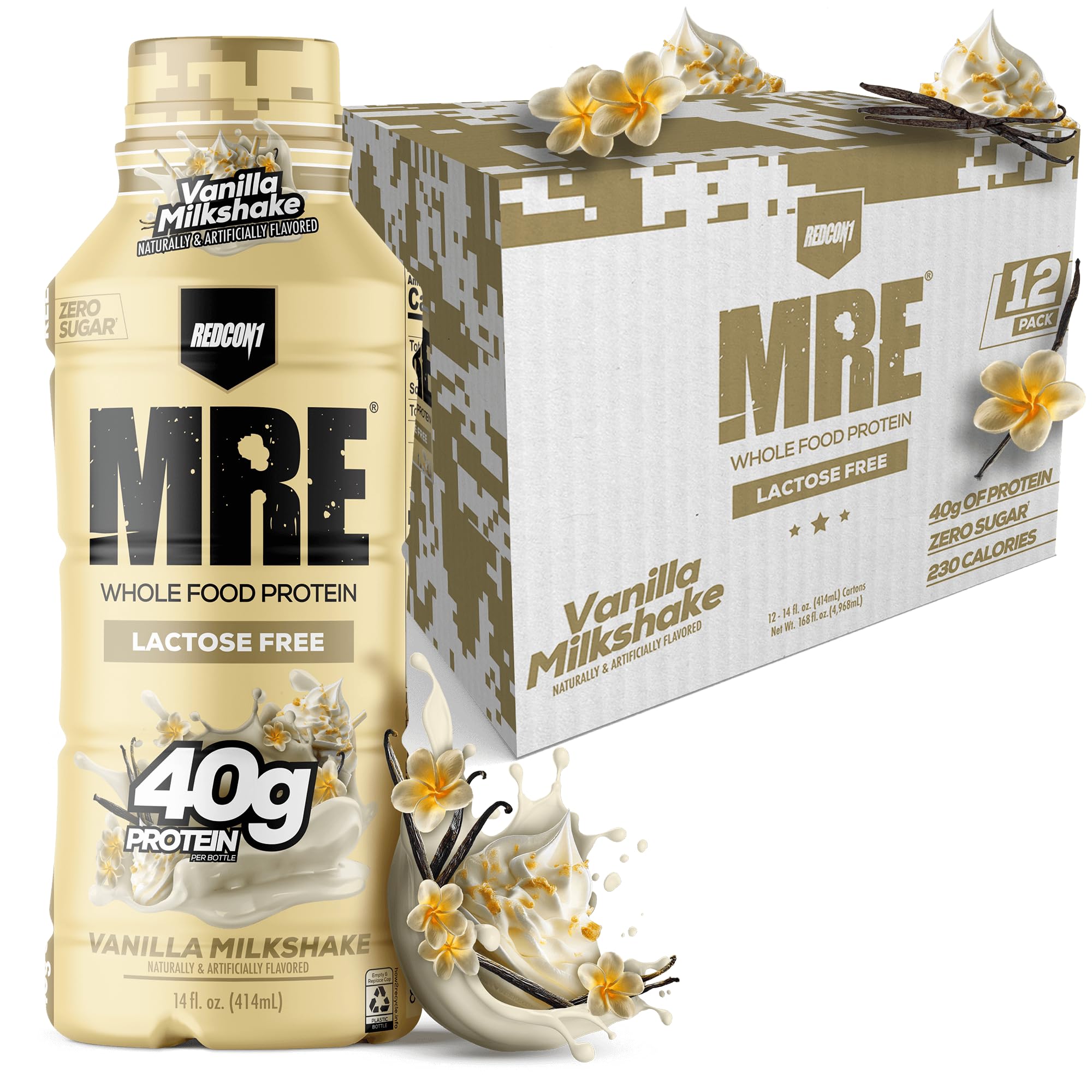 Redcon1 MRE Vanilla RTD bottle for keto-friendly on-the-go protein.