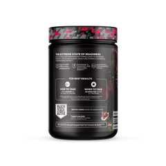 Close-up of the label highlights high stimulant blend and 400 mg caffeine