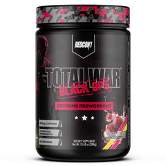 Redcon1 Total War Black Ops bottle displaying Tigers Blood flavor for intense workouts