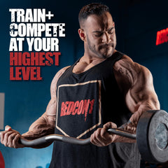 REDCON1 Total War Blue Raspberry scoop showing fast-acting formula for intense training