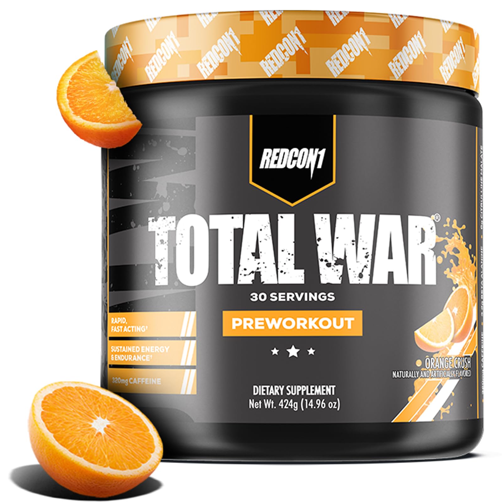 REDCON1 Total War orange crush bottle ready for an energizing workout boost