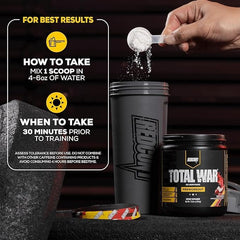 Close-up of Total War powder jar with orange crush formula for sustained energy