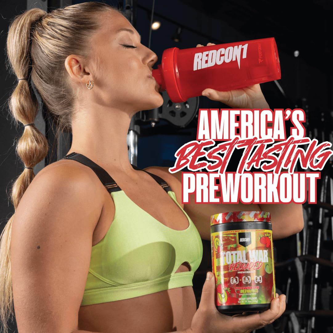 REDCON1 Total War Reloaded strawberry kiwi athlete ready illustrates high-stimulant energy