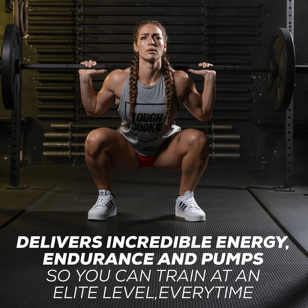 Container label shows 30 servings per tub for training sessions