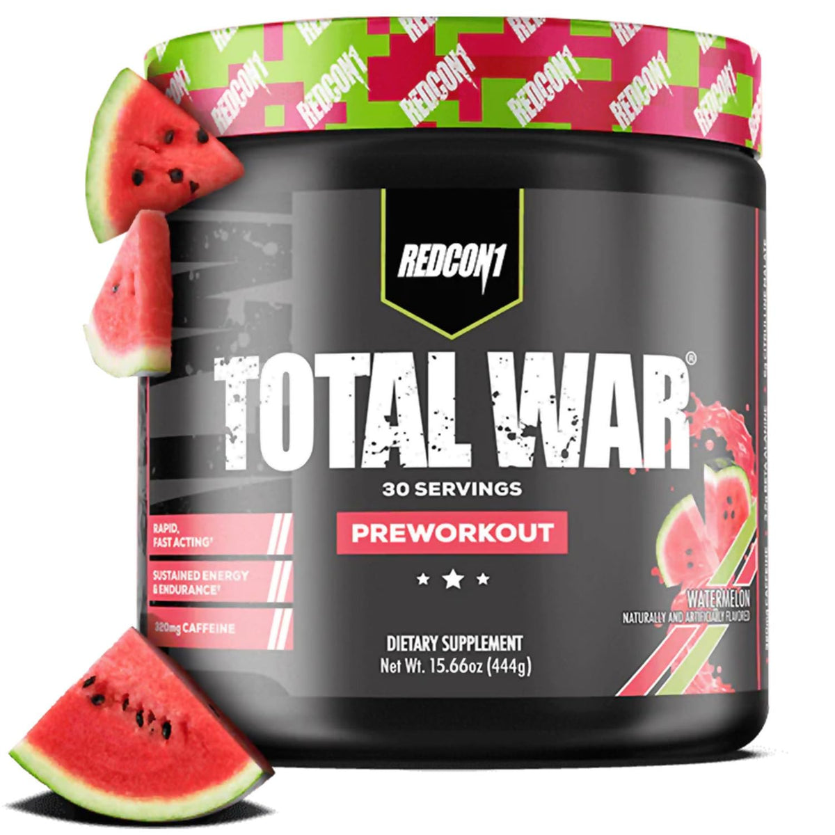 REDCON1 Total War Watermelon powder container for an energy- and endurance-focused workout