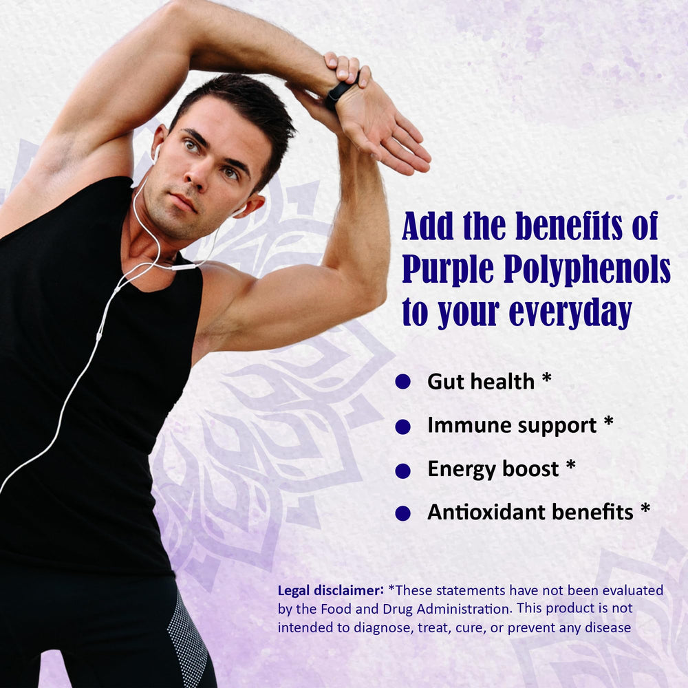 Reddy Naturals Purple Polyphenols ingredient blend infographic with key extracts.