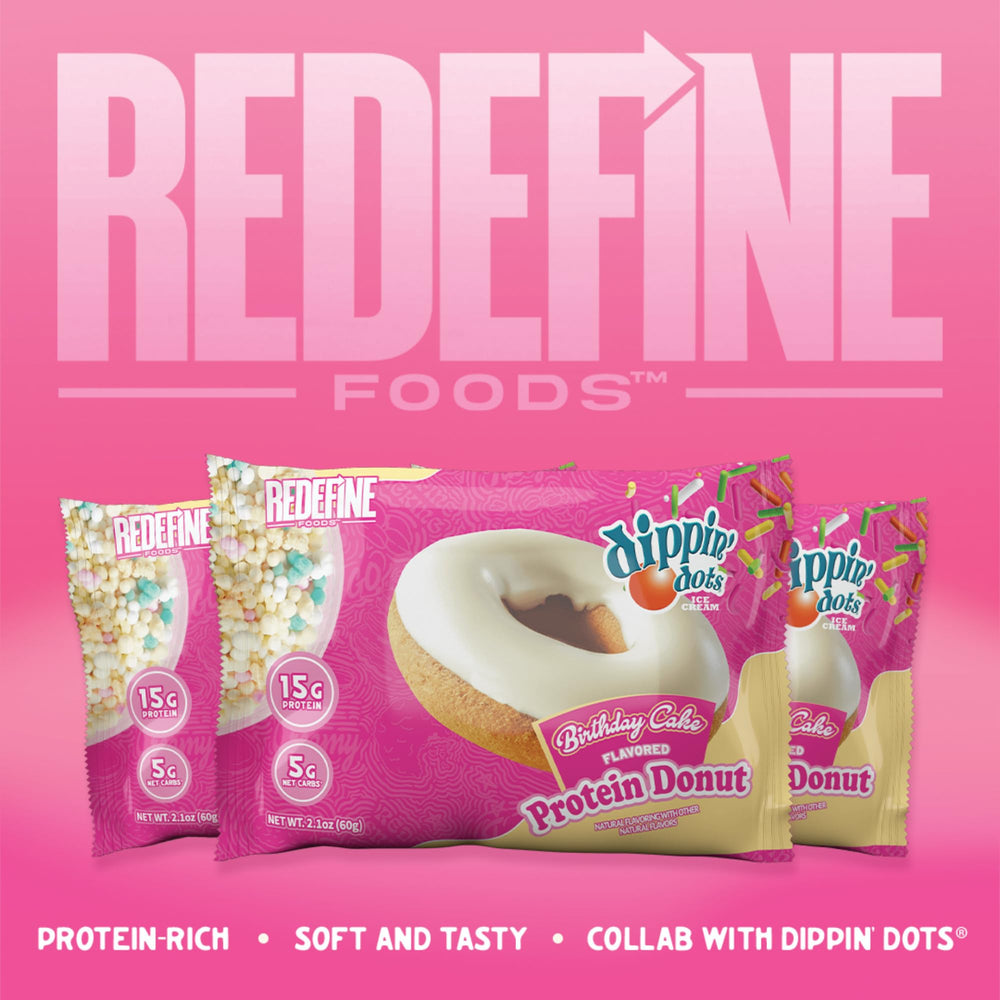 REDEFINE Dippin' Dots Birthday Cake Donut in lunchbox for tasty, convenient snacking.