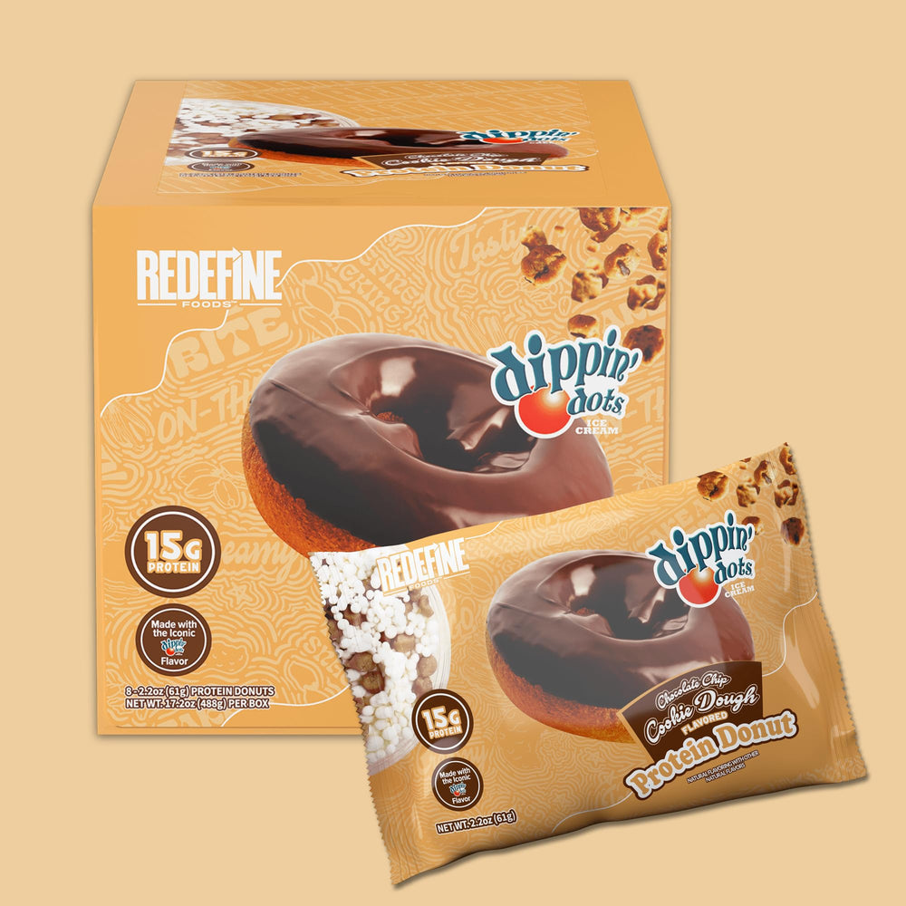 REDEFINE Dippin' Dots Protein Donut serving image, convenient high-protein snack